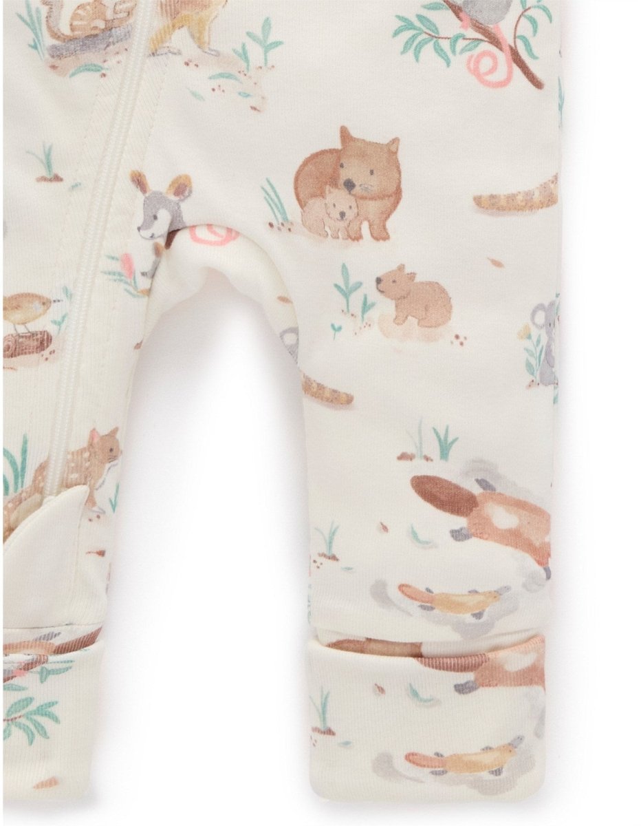 Zip Growsuit &amp; Bib Set - Bush Babies | Purebaby | Baby &amp; Toddler Growsuits &amp; Rompers | Thirty 16 Williamstown