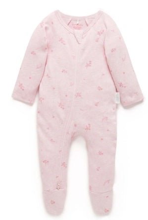 Zip Growsuit - Pale Pink Blossom | Purebaby | Baby & Toddler Growsuits & Rompers | Thirty 16 Williamstown