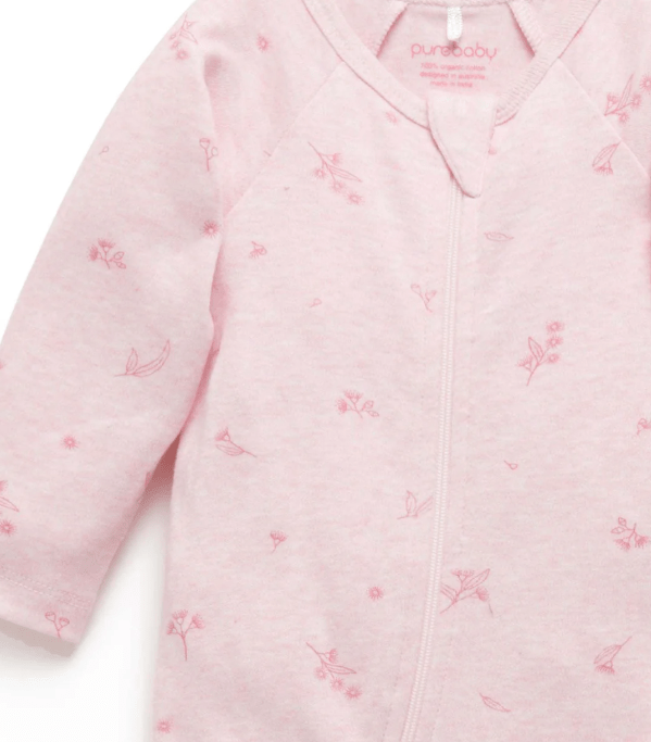 Zip Growsuit - Pale Pink Blossom | Purebaby | Baby & Toddler Growsuits & Rompers | Thirty 16 Williamstown