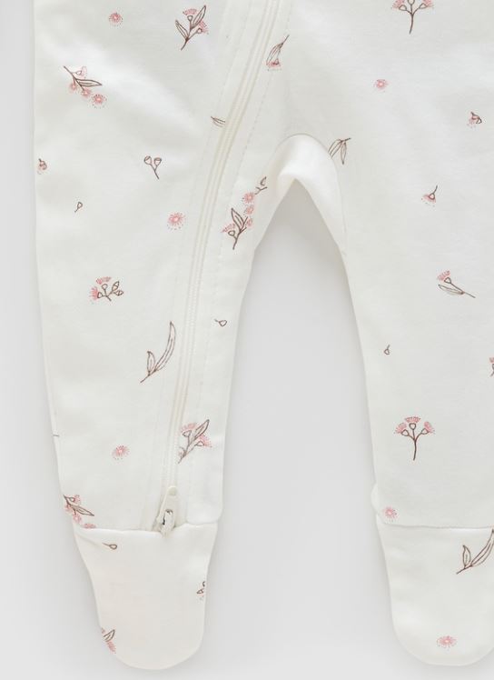 Zip Growsuit - Vanilla Blossom | Purebaby | Baby & Toddler Growsuits & Rompers | Thirty 16 Williamstown
