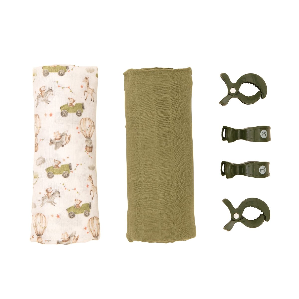 2 Pack Organic Muslin Wraps & 4 Pegs - Monkey Carnival | All 4 Ella | Bedding, Blankets & Swaddles | Thirty 16 Williamstown