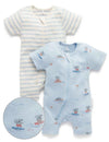 2 Piece Zip Growsuit - Foam Paddling Out/Stripe | Purebaby | Baby &amp; Toddler Growsuits &amp; Rompers | Thirty 16 Williamstown