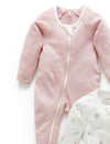 2 Piece Zip Growsuit - Vanilla Blossom | Purebaby | Baby &amp; Toddler Growsuits &amp; Rompers | Thirty 16 Williamstown