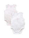 2 Pkt Singlet Bodysuit White/Pale Pink Melange Stripe | Purebaby | Baby &amp; Toddler Bodysuits &amp; Singlets | Thirty 16 Williamstown