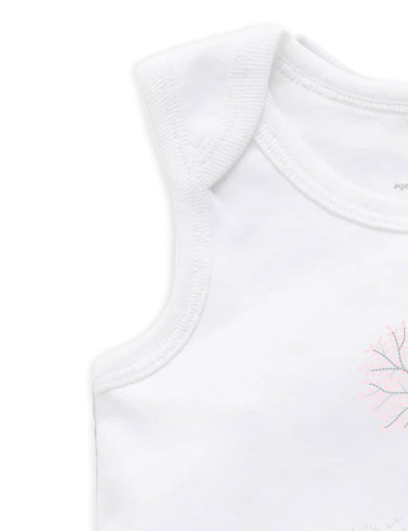 2 Pkt Singlet Bodysuit White/Pale Pink Melange Stripe | Purebaby | Baby &amp; Toddler Bodysuits &amp; Singlets | Thirty 16 Williamstown