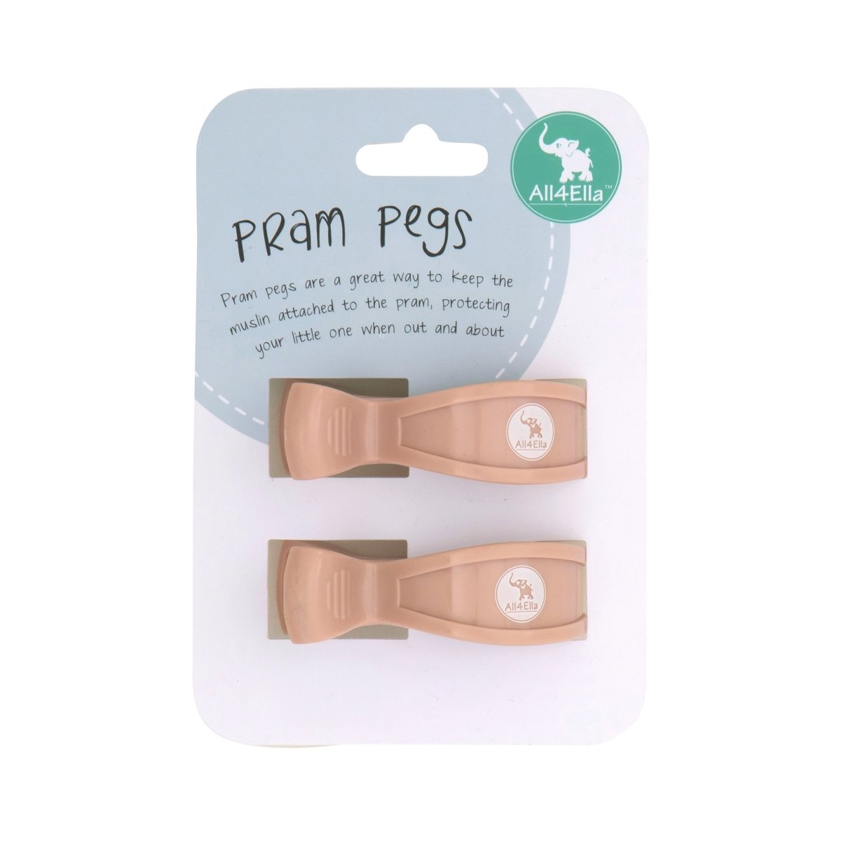 2 Pram Pegs - Peach | All 4 Ella | Bedding, Blankets & Swaddles | Thirty 16 Williamstown