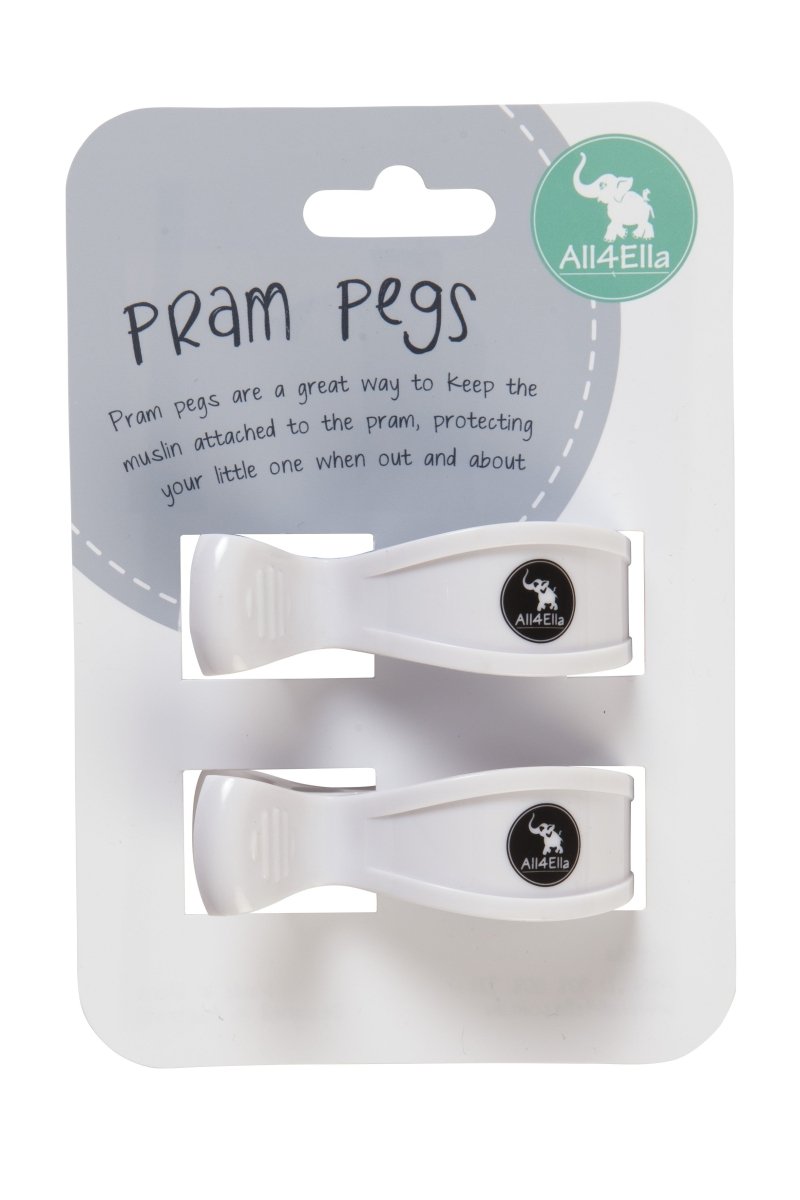 2 Pram Pegs - White | All 4 Ella | Bedding, Blankets & Swaddles | Thirty 16 Williamstown