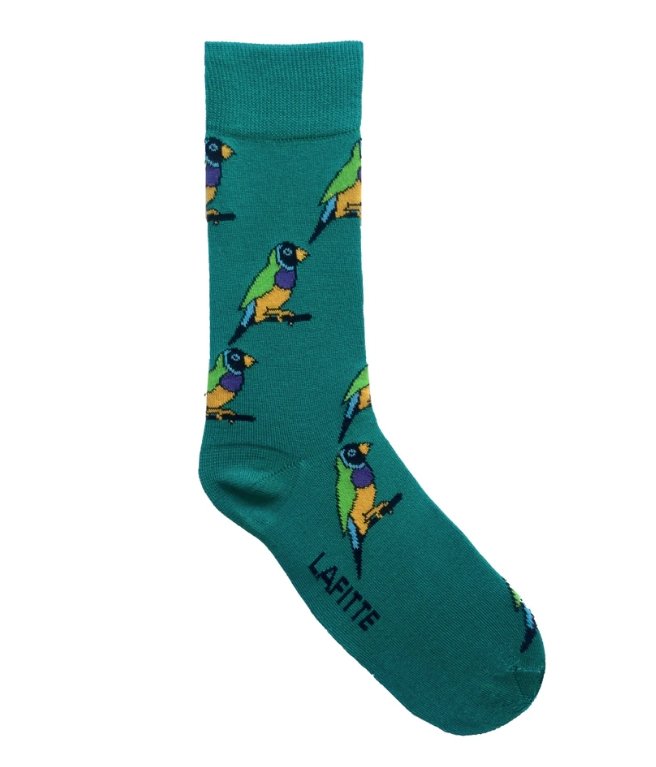 Bamboo Gouldian Finch Jade Patterned Socks | Lafitte | Socks For Him &amp; For Her | Thirty 16 Williamstown
