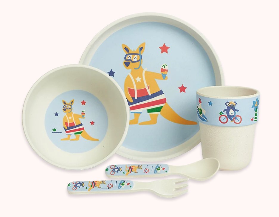 Bamboo Mealtime Set with Cutlery - Kanga crew | Penny Scallan | Children&#39;s Dinnerware | Thirty 16 Williamstown