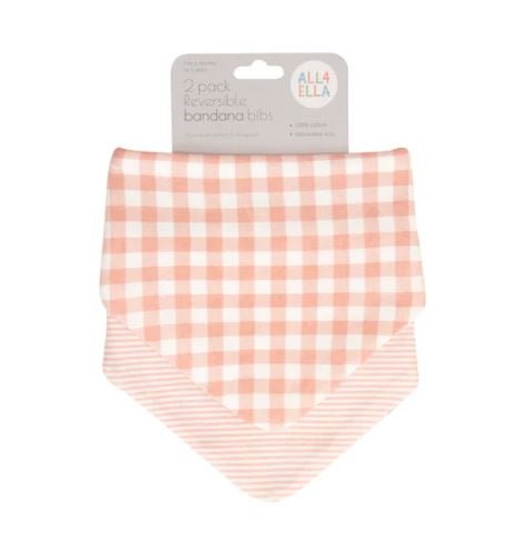 Bandana Bibs 2 pk - Gingham Strawberry | All 4 Ella | Bibs &amp; Bandana Bibs | Thirty 16 Williamstown