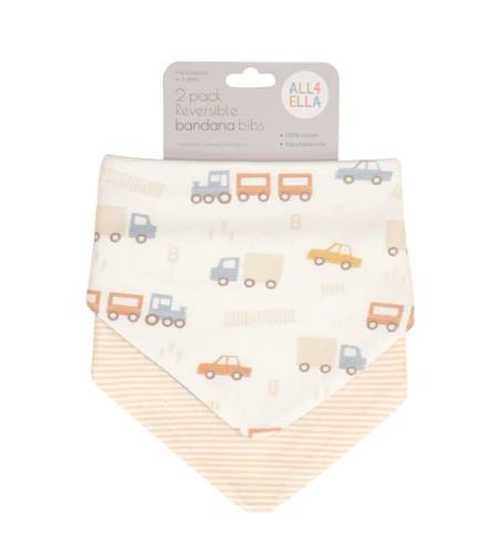 Bandana Bibs 2 pk - Truck | All 4 Ella | Bibs & Bandana Bibs | Thirty 16 Williamstown