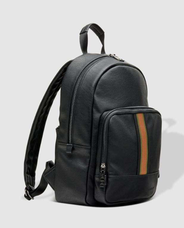 Bentley Mens Backpack Black Khaki Stripe Louenhide Backpacks