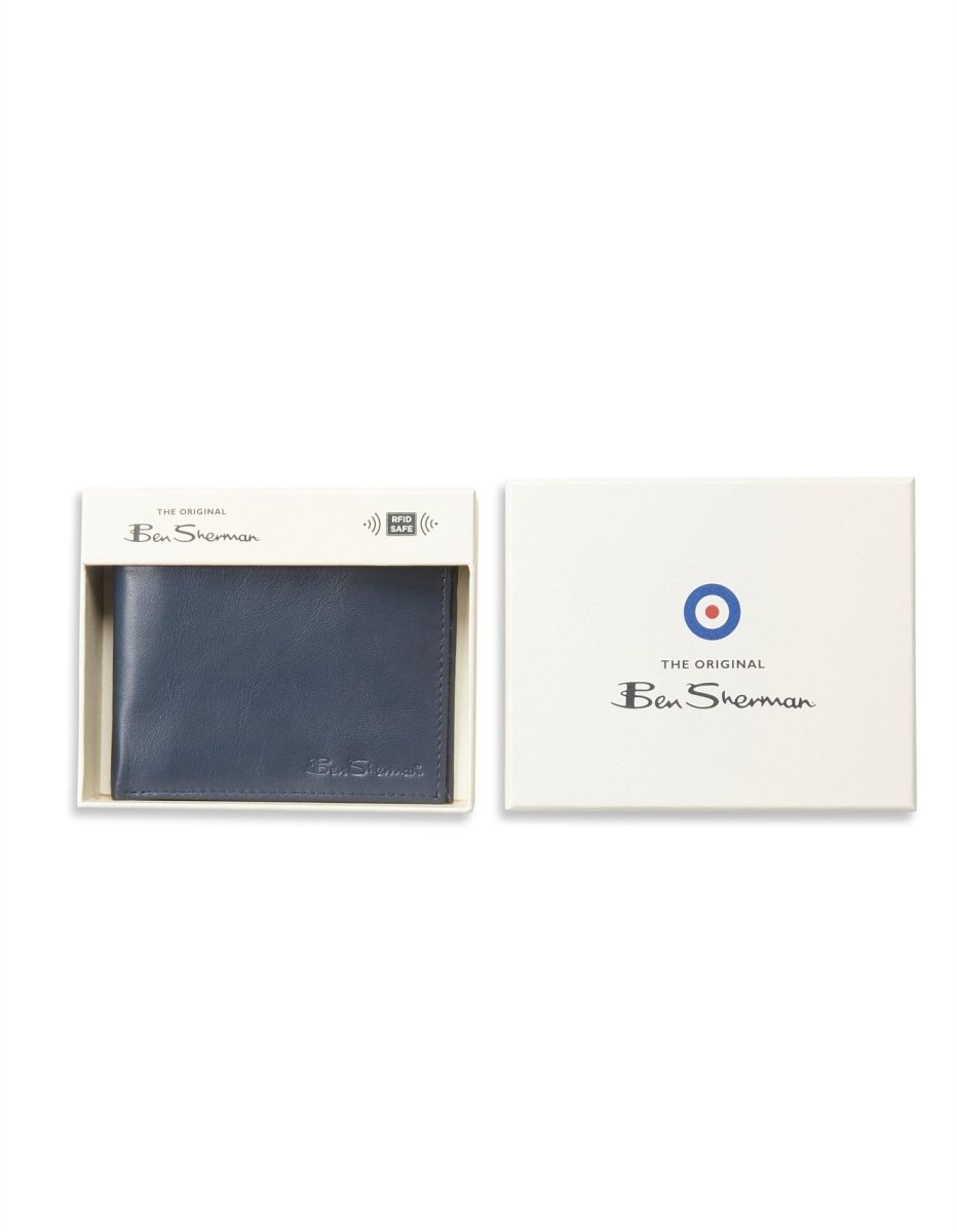 Bi-Fold Leather Wallet - Navy | Ben Sherman | Men's Wallets | Thirty 16 Williamstown