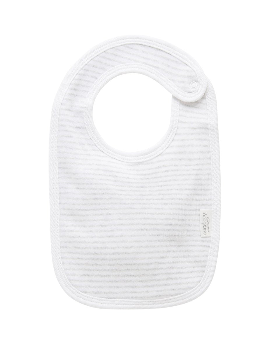 Bib - Pale Grey Stripe | Purebaby | Bibs &amp; Bandana Bibs | Thirty 16 Williamstown