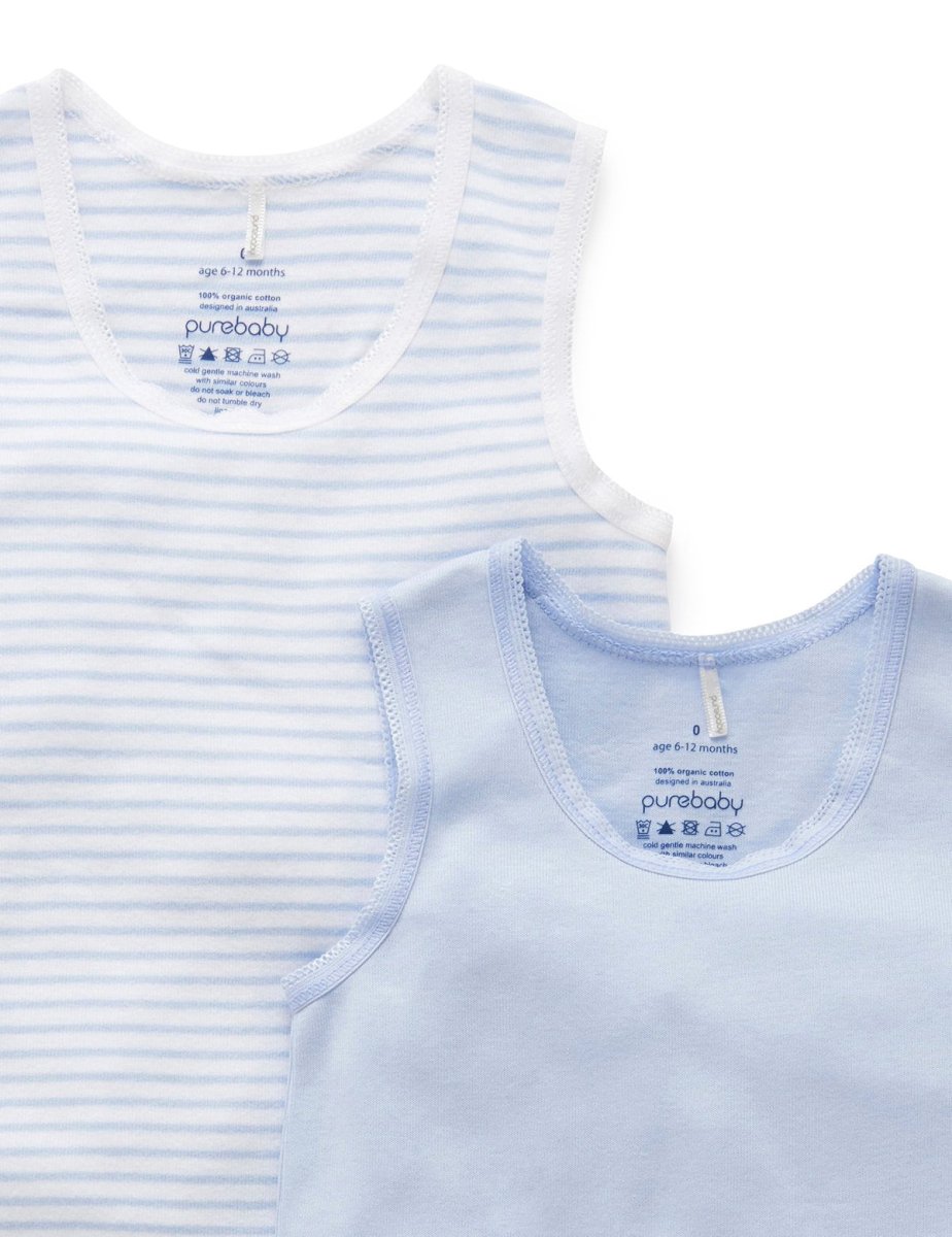 Bodysuit 2 Pkt - Pale Blue | Purebaby | Baby & Toddler Bodysuits & Singlets | Thirty 16 Williamstown