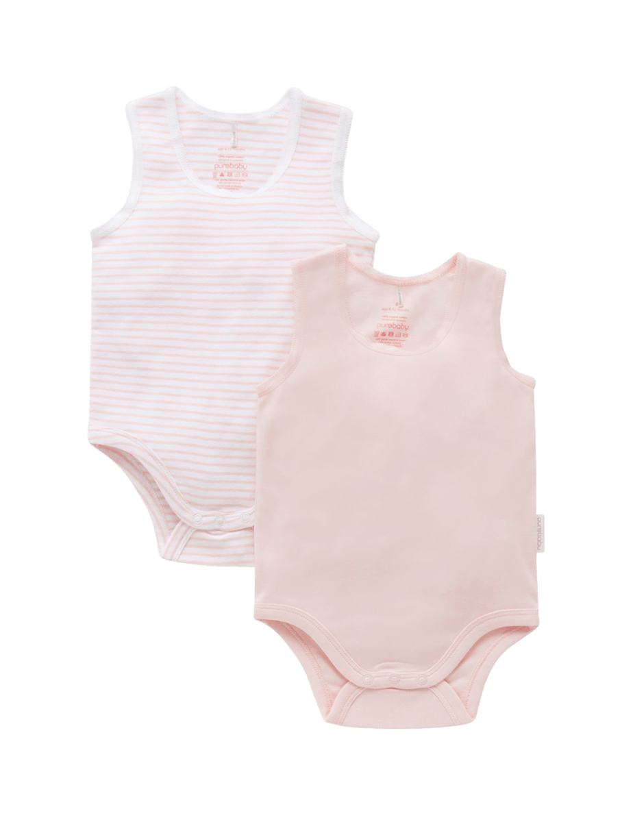 Bodysuit 2 Pkt - Pale Pink | Purebaby | Baby & Toddler Bodysuits & Singlets | Thirty 16 Williamstown