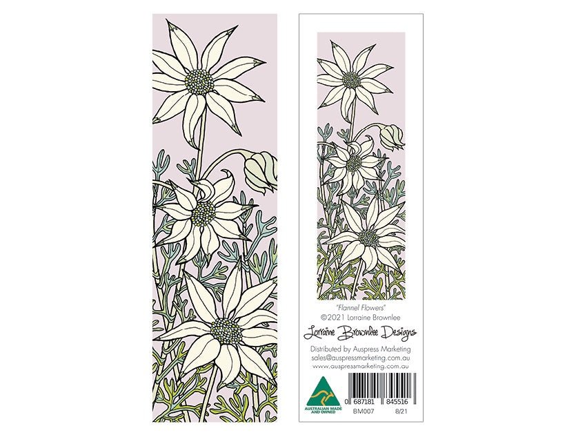 Bookmark - Flannel Flowers | Lorraine Brownlee Designs | Stationery | Thirty 16 Williamstown