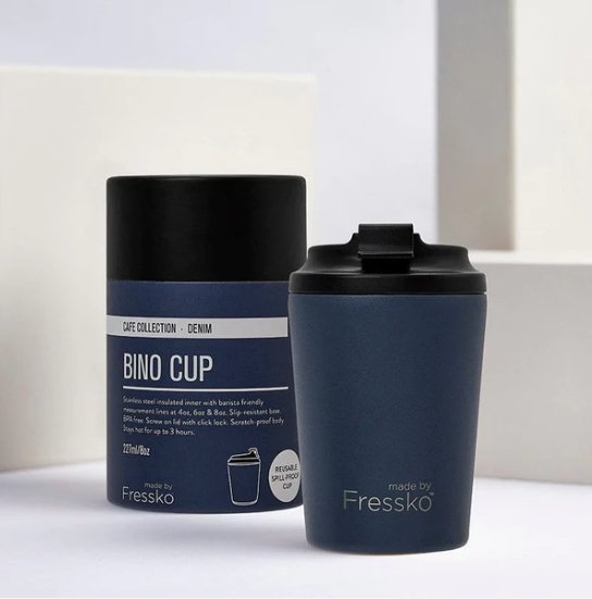 Café Collection Bino - DENIM L 8oz-230mL | Made By Fressko | Travel Mugs &amp; Drink Bottles | Thirty 16 Williamstown