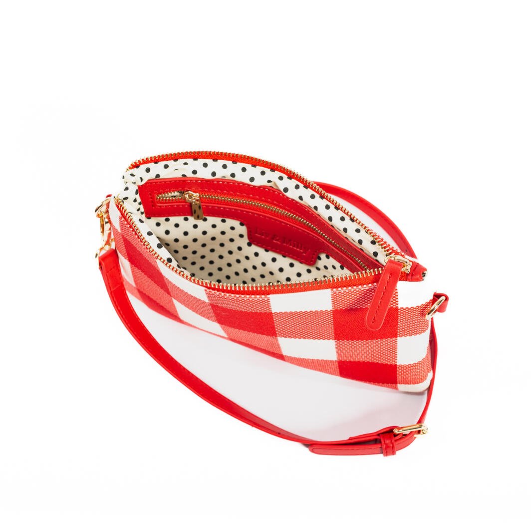 Capri Gingham Crossbody (Large) - Red & White | Liv & Milly | Women's Accessories | Thirty 16 Williamstown