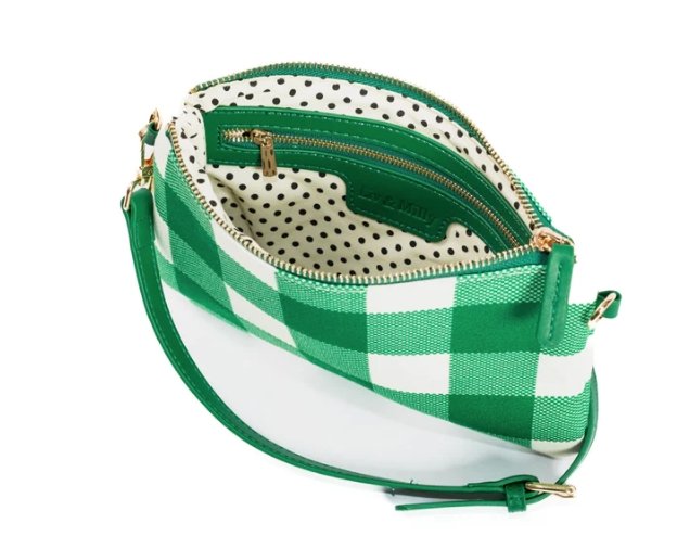 Capri Gingham Crossbody (Small) - Green & White | Liv & Milly | Women's Accessories | Thirty 16 Williamstown