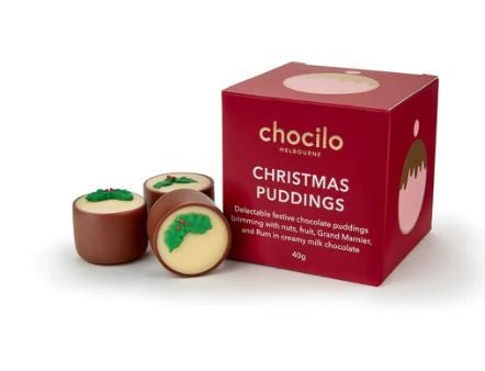Christmas Plum Pudding Milk Chocolates Gift Cube - 40g | Chocilo | Confectionery | Thirty 16 Williamstown