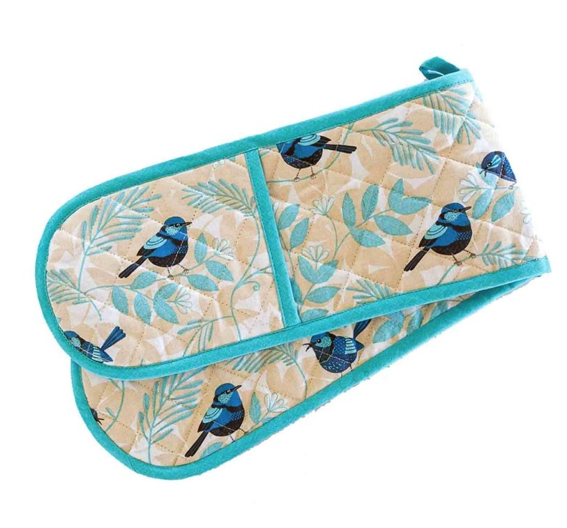 Double Oven Glove - Blue Wren | All Gifts Australia | Aprons, Mitts & Tea Towels | Thirty 16 Williamstown