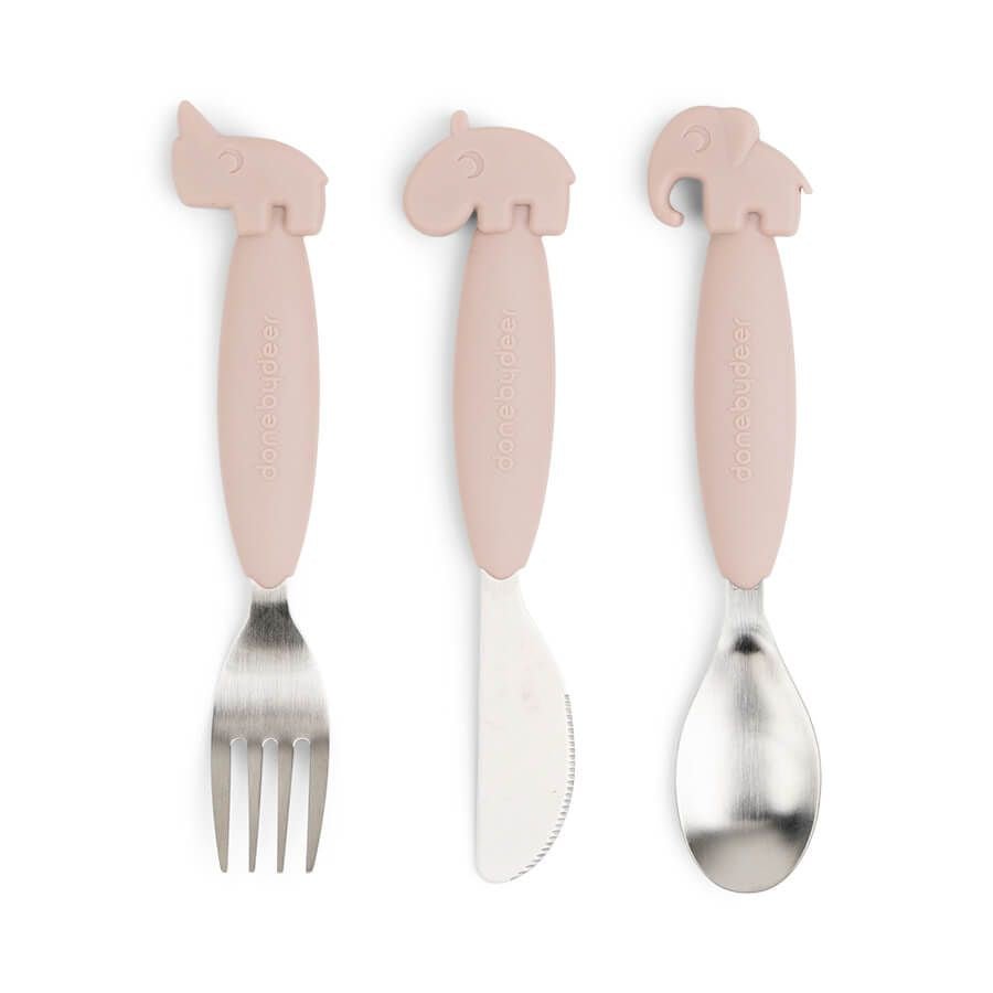 Easy-grip Cutlery Set - Powder | Done By Deer | Children&#39;s Dinnerware | Thirty 16 Williamstown