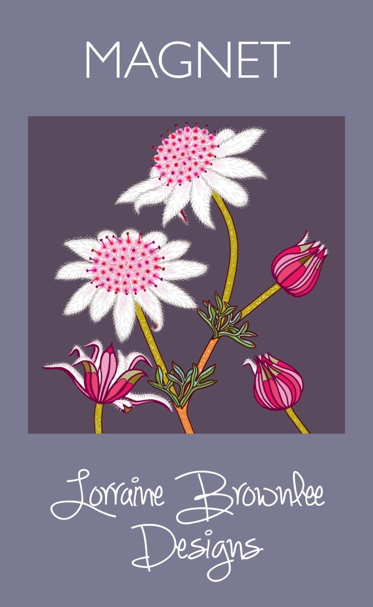 Fridge Magnet - Pink Feather Flowers | Lorraine Brownlee Designs | Kitchen Accessories | Thirty 16 Williamstown