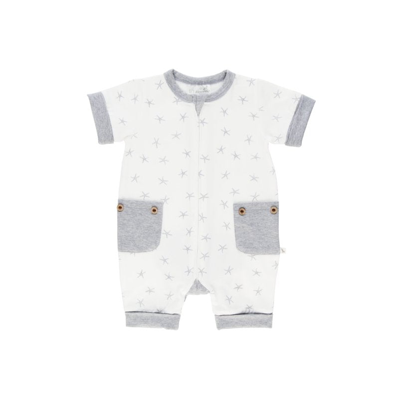 Grey Star Short Romper | Li&#39;l Zippers | Baby &amp; Toddler Growsuits &amp; Rompers | Thirty 16 Williamstown