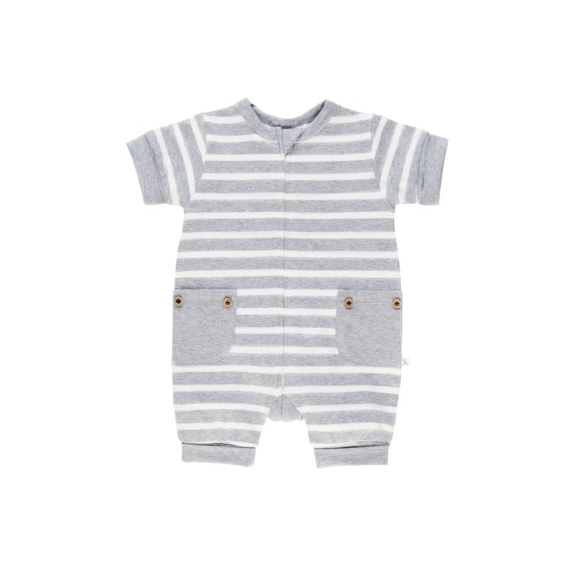Grey Stripe Short Romper | Li'l Zippers | Baby & Toddler Growsuits & Rompers | Thirty 16 Williamstown