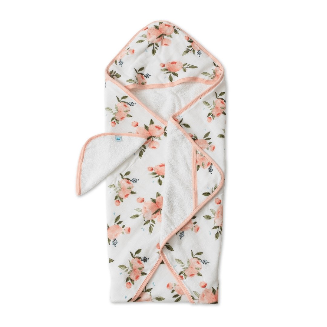 Hooded Towel &amp; Wash Cloth Watercolour Rose | Little Unicorn | Bath Time | Thirty 16 Williamstown