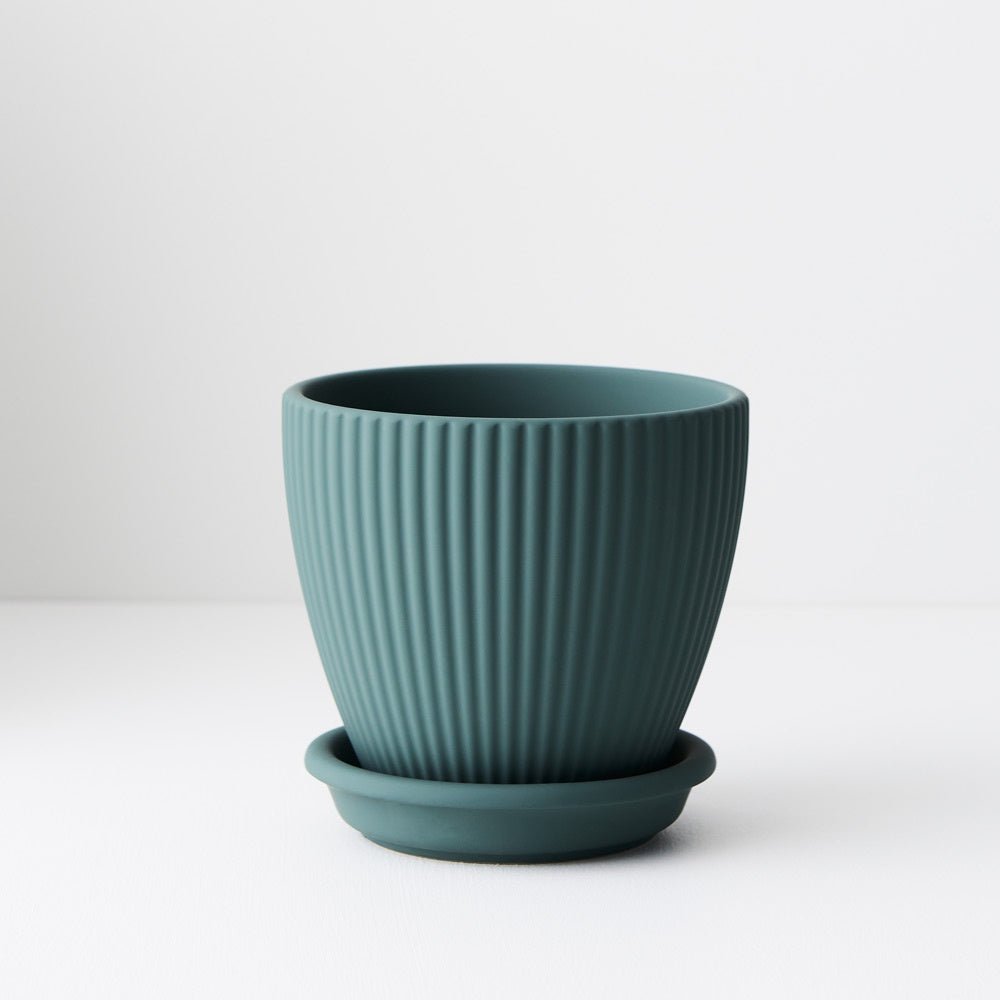 Johanna Pot with Saucer - Teal Green | Floral Interiors | Decorator | Thirty 16 Williamstown