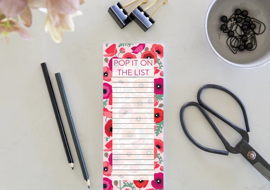 Jotter - Pop it on the list (Poppies) | All Gifts Australia | Kitchen Accessories | Thirty 16 Williamstown