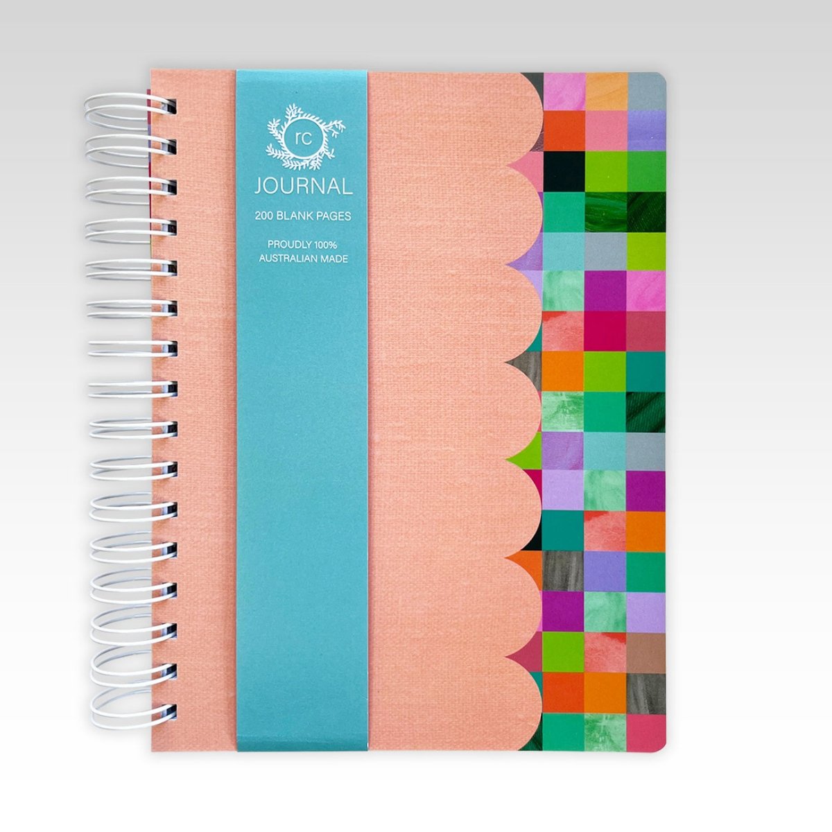 Journal - Check Pattern + Peach Scallop | Rhicreative | Stationery | Thirty 16 Williamstown