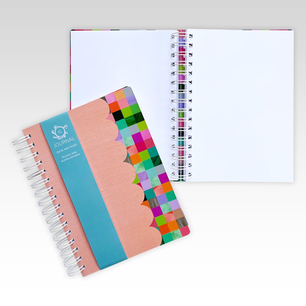 Journal - Check Pattern + Peach Scallop | Rhicreative | Stationery | Thirty 16 Williamstown