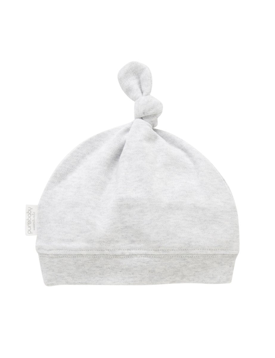Knot Hat - Pale Grey | Purebaby | Baby &amp; Toddler Hats &amp; Beanies | Thirty 16 Williamstown