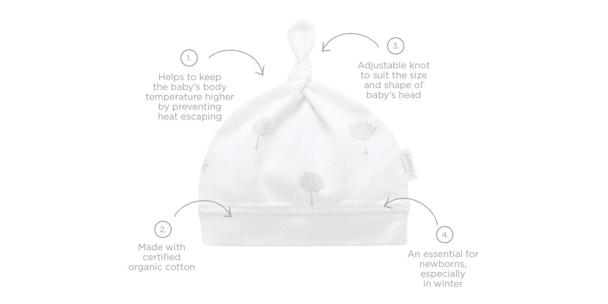 Knot Hat - Pale Pink | Purebaby | Baby &amp; Toddler Hats &amp; Beanies | Thirty 16 Williamstown