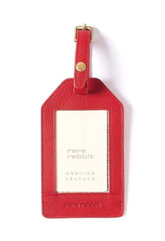 Leather Luggage Tag - Red | Rare Rabbit | Travel Accessories | Thirty 16 Williamstown