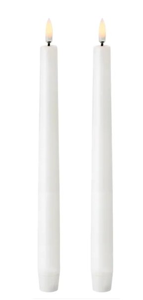 LED Nordic White Wax Taper Candles (2.3cm x 25.0cm) | Enjoy Living | Flameless Candles | Thirty 16 Williamstown