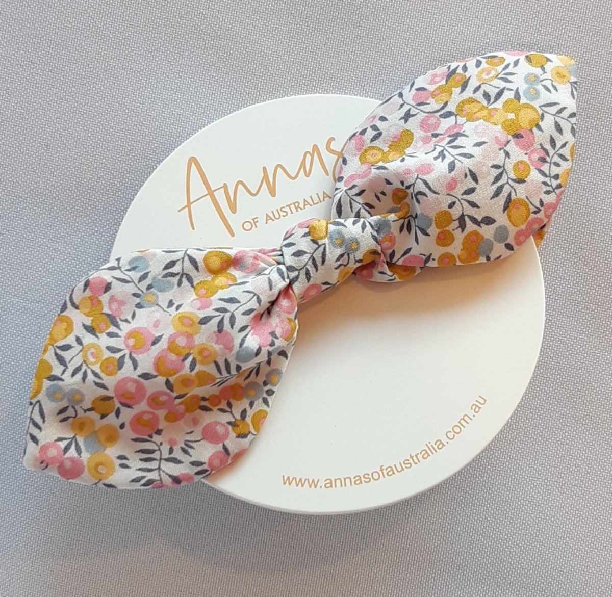 Liberty Print Bow Scrunchie - Wiltshire Bud Mustard | Annas of Australia | Hair Accessories | Thirty 16 Williamstown