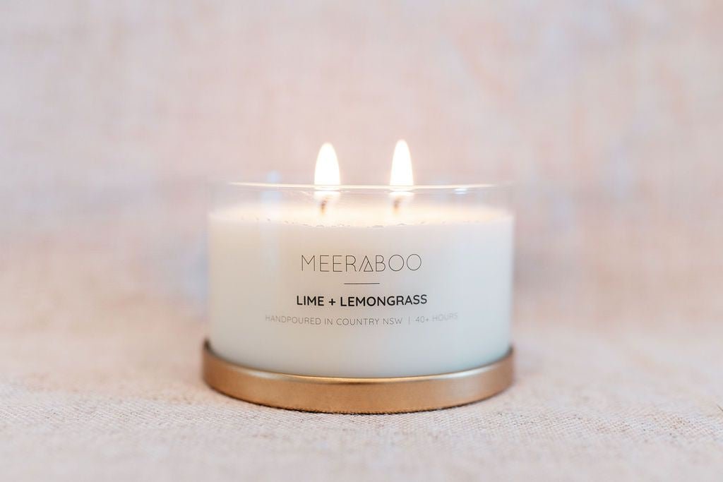 Lime + Lemongrass Gold Lid Soy Candle | Meeraboo | Home Fragrances | Thirty 16 Williamstown