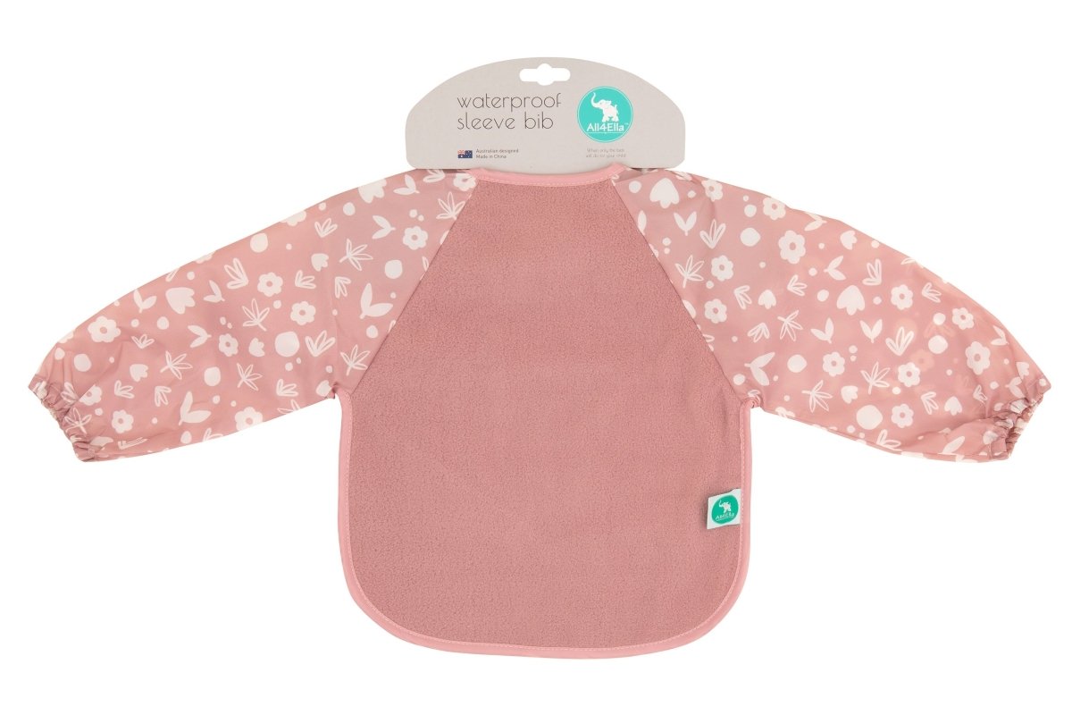 Long Sleeve Bib - Dusty Pink | All 4 Ella | Bibs & Bandana Bibs | Thirty 16 Williamstown