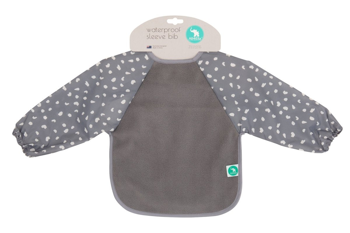 Long Sleeve Bib - Grey | All 4 Ella | Bibs & Bandana Bibs | Thirty 16 Williamstown