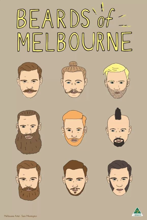 Luxury Microfibre Tea Towel - Beards of Melbourne Tan | KE Design | Aprons, Mitts & Tea Towels | Thirty 16 Williamstown