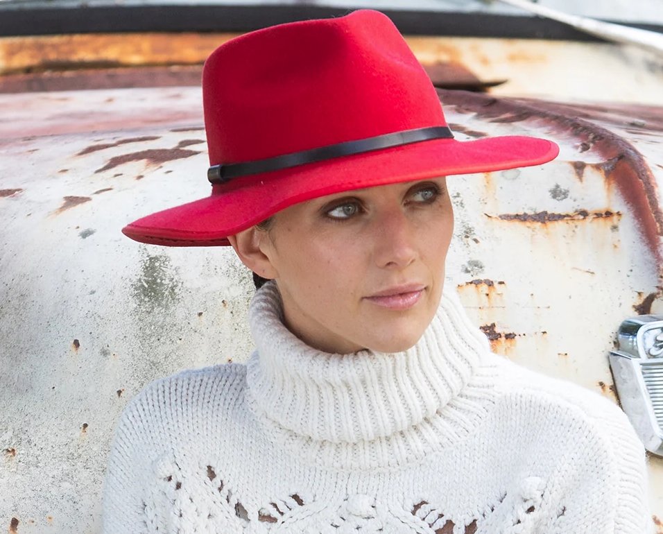 Meribel Fedora Wool Felt Hat - Red | Before Dark | Winter Hats | Thirty 16 Williamstown