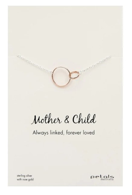 Mother &amp; Child Linked Circles Necklace - Silver &amp; Rose Gold | Petals | Jewellery | Thirty 16 Williamstown