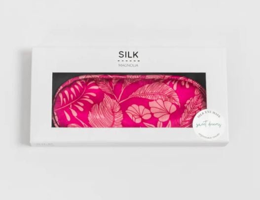 Mulberry Silk Eye Mask - Fuchsia Palms | Silk Magnolia | Heat Packs, Eye Pillows & Masks | Thirty 16 Williamstown