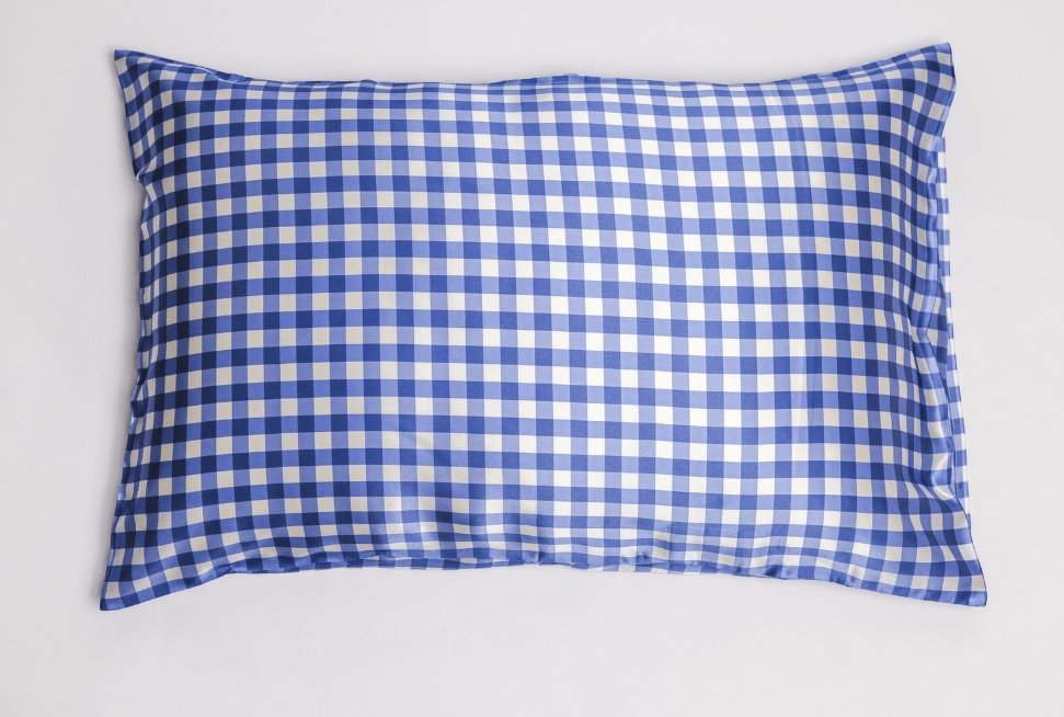 Mulberry Silk Pillowcase - Gingham Denim Blue | Silk Magnolia | Pillowcases | Thirty 16 Williamstown