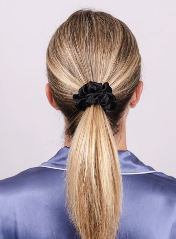 Mulberry Silk Scrunchie - Black | Silk Magnolia | Hair Accessories | Thirty 16 Williamstown