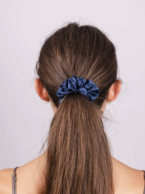 Mulberry Silk Scrunchie - French Navy | Silk Magnolia | Hair Accessories | Thirty 16 Williamstown